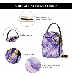 Purple Tie Dye Quilted Crossbody Bag for Women, Small Cell Phone Bag Shoulder Handbags Purse with Leather Strap $13.77 Crossb...