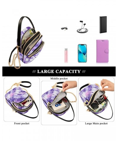 Purple Tie Dye Quilted Crossbody Bag for Women, Small Cell Phone Bag Shoulder Handbags Purse with Leather Strap $13.77 Crossb...