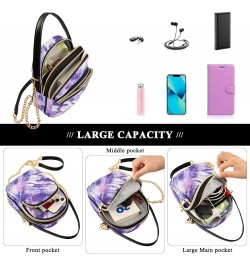 Purple Tie Dye Quilted Crossbody Bag for Women, Small Cell Phone Bag Shoulder Handbags Purse with Leather Strap $13.77 Crossb...