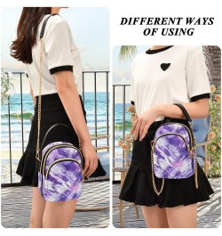 Purple Tie Dye Quilted Crossbody Bag for Women, Small Cell Phone Bag Shoulder Handbags Purse with Leather Strap $13.77 Crossb...