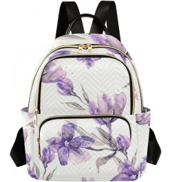 Women Backpack Watercolor Purple Flower Anti-Theft Travel Backpack with Luggage Belt Lightweight Handbag Lady Purse Roomy Dou...