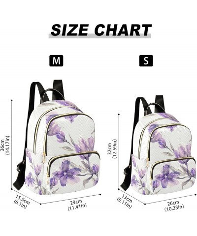 Women Backpack Watercolor Purple Flower Anti-Theft Travel Backpack with Luggage Belt Lightweight Handbag Lady Purse Roomy Dou...