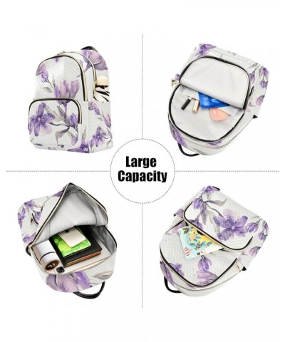 Women Backpack Watercolor Purple Flower Anti-Theft Travel Backpack with Luggage Belt Lightweight Handbag Lady Purse Roomy Dou...