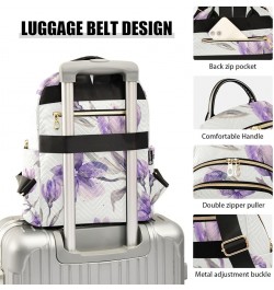 Women Backpack Watercolor Purple Flower Anti-Theft Travel Backpack with Luggage Belt Lightweight Handbag Lady Purse Roomy Dou...