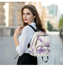 Women Backpack Watercolor Purple Flower Anti-Theft Travel Backpack with Luggage Belt Lightweight Handbag Lady Purse Roomy Dou...