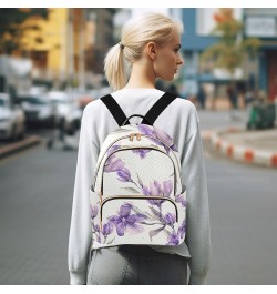 Women Backpack Watercolor Purple Flower Anti-Theft Travel Backpack with Luggage Belt Lightweight Handbag Lady Purse Roomy Dou...