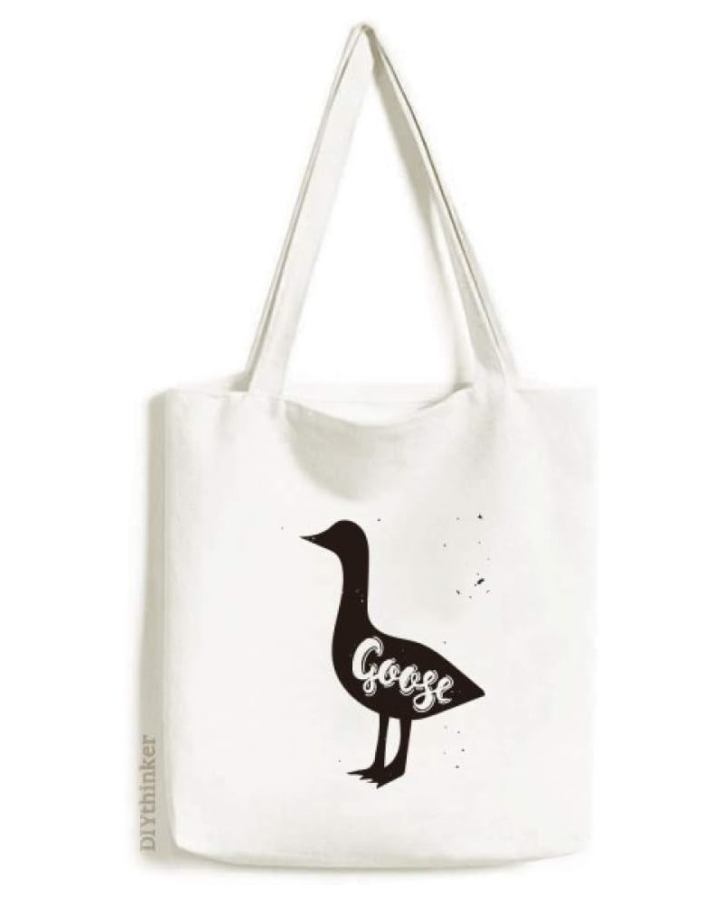 Goose Black And White Animal Tote Canvas Bag Shopping Satchel Casual Handbag $14.26 Totes