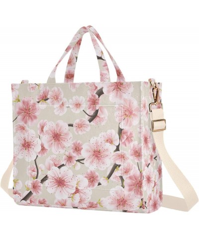 Pink Blossom Japanese Tote Bag for Women Corduroy Satchel Purses and Shoulder Bag for Office Trip Gifts Multi $9.68 Satchels