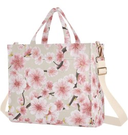 Pink Blossom Japanese Tote Bag for Women Corduroy Satchel Purses and Shoulder Bag for Office Trip Gifts Multi $9.68 Satchels