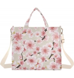 Pink Blossom Japanese Tote Bag for Women Corduroy Satchel Purses and Shoulder Bag for Office Trip Gifts Multi $9.68 Satchels