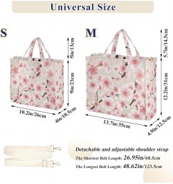 Pink Blossom Japanese Tote Bag for Women Corduroy Satchel Purses and Shoulder Bag for Office Trip Gifts Multi $9.68 Satchels