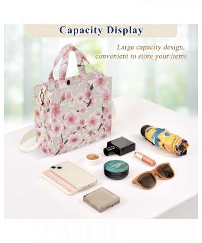 Pink Blossom Japanese Tote Bag for Women Corduroy Satchel Purses and Shoulder Bag for Office Trip Gifts Multi $9.68 Satchels