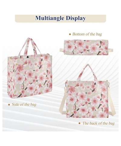 Pink Blossom Japanese Tote Bag for Women Corduroy Satchel Purses and Shoulder Bag for Office Trip Gifts Multi $9.68 Satchels