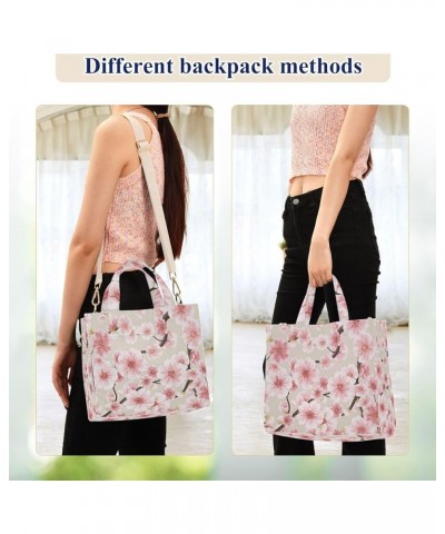 Pink Blossom Japanese Tote Bag for Women Corduroy Satchel Purses and Shoulder Bag for Office Trip Gifts Multi $9.68 Satchels