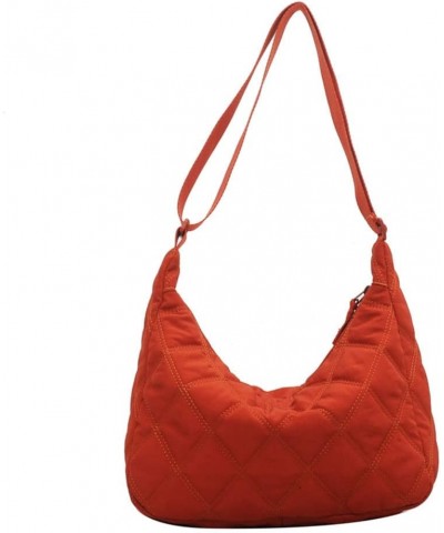 Quilted Tote Bags for Women trendy bags Lightweight Puffer Tote Bag Cotton Padded Shoulder Bag Lattice B-orange $14.03 Totes