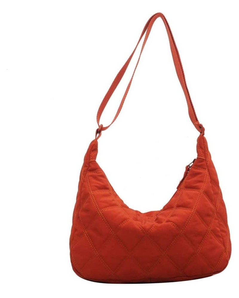 Quilted Tote Bags for Women trendy bags Lightweight Puffer Tote Bag Cotton Padded Shoulder Bag Lattice B-orange $14.03 Totes