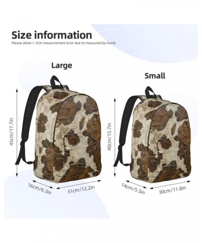 Brown Cowhide Art Print Casual Double Shoulder Daypack,Anti-Theft Travel Canvas Backpack For Men And Women Black Medium $18.9...