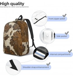 Brown Cowhide Art Print Casual Double Shoulder Daypack,Anti-Theft Travel Canvas Backpack For Men And Women Black Medium $18.9...