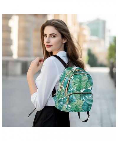 Small Backpack for Women Travel Bag Green Tropical Palm Leaves Daypack Purse Fashion Shoulder Bag Rucksack Medium B299 $14.03...