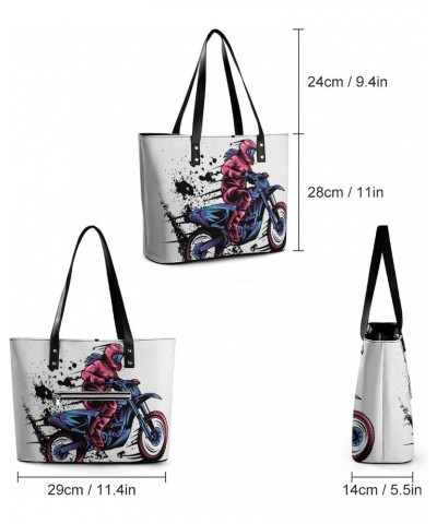 Womens Handbag Motorcycle Leather Tote Bag Top Handle Satchel Bags For Lady $19.59 Totes