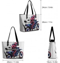 Womens Handbag Motorcycle Leather Tote Bag Top Handle Satchel Bags For Lady $19.59 Totes