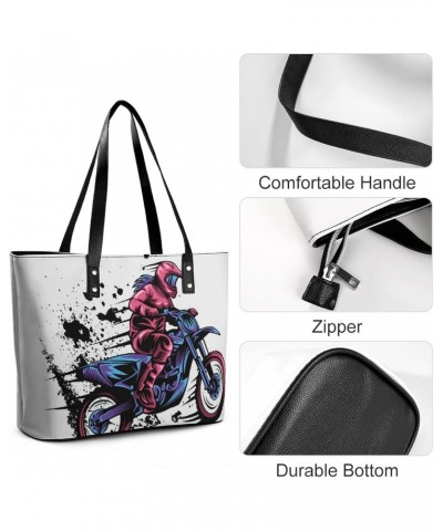 Womens Handbag Motorcycle Leather Tote Bag Top Handle Satchel Bags For Lady $19.59 Totes