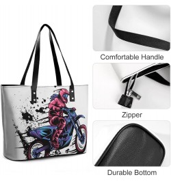 Womens Handbag Motorcycle Leather Tote Bag Top Handle Satchel Bags For Lady $19.59 Totes