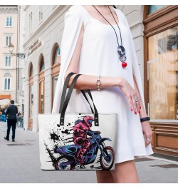 Womens Handbag Motorcycle Leather Tote Bag Top Handle Satchel Bags For Lady $19.59 Totes