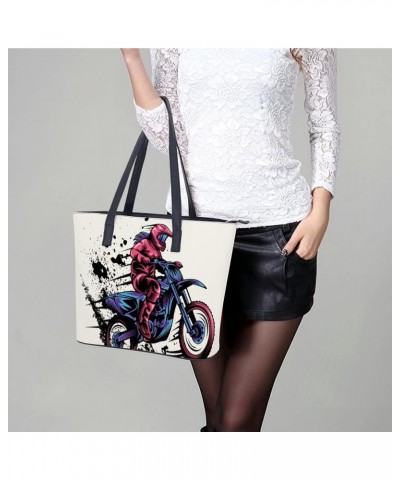 Womens Handbag Motorcycle Leather Tote Bag Top Handle Satchel Bags For Lady $19.59 Totes