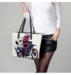 Womens Handbag Motorcycle Leather Tote Bag Top Handle Satchel Bags For Lady $19.59 Totes