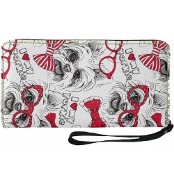 Black & White Stripes Flowers Print Wallet for Women Zipper Credit Card Holder Purse Clutch Long Pu Leather Cash Bag with Wri...