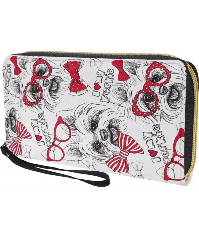 Black & White Stripes Flowers Print Wallet for Women Zipper Credit Card Holder Purse Clutch Long Pu Leather Cash Bag with Wri...