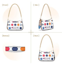 Purple Pink Exotic Pattern Purses for Going out Chain Shoulder Bag Small with Zipper Cute Fish Polka Dots $13.23 Totes