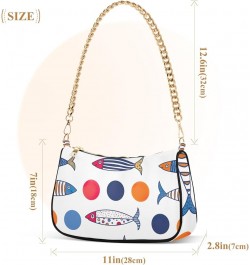 Purple Pink Exotic Pattern Purses for Going out Chain Shoulder Bag Small with Zipper Cute Fish Polka Dots $13.23 Totes