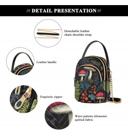 Cartoon Mushrooms Leaves Plant Crossbody Bag for Women Cell Phone Purse Wallet with Removable Chain Shoulder Handbag for Work...