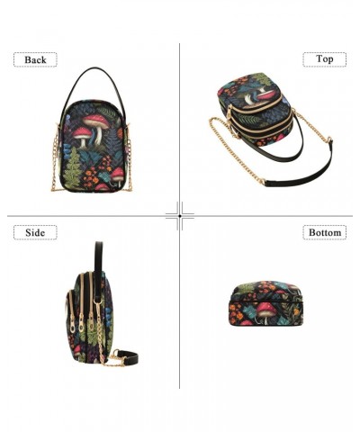 Cartoon Mushrooms Leaves Plant Crossbody Bag for Women Cell Phone Purse Wallet with Removable Chain Shoulder Handbag for Work...