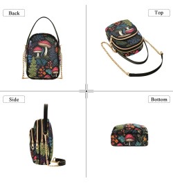 Cartoon Mushrooms Leaves Plant Crossbody Bag for Women Cell Phone Purse Wallet with Removable Chain Shoulder Handbag for Work...