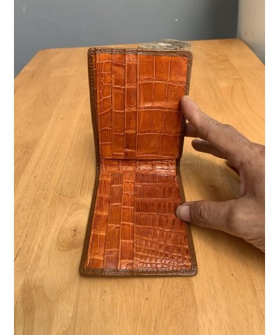 Light tan genuine alligator leather bifold wallet for men, real crocodile Men's wallet $49.35 Wallets