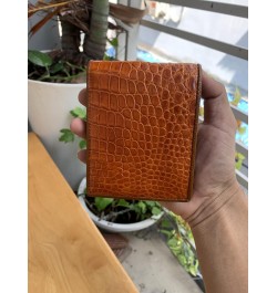 Light tan genuine alligator leather bifold wallet for men, real crocodile Men's wallet $49.35 Wallets