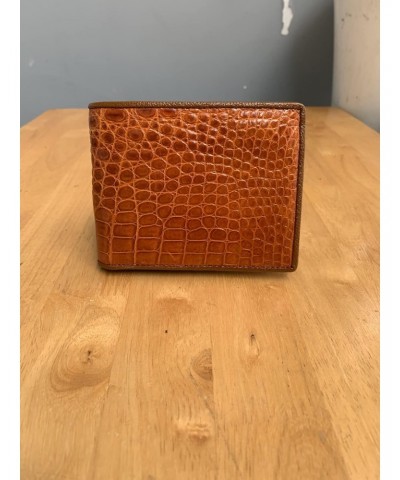 Light tan genuine alligator leather bifold wallet for men, real crocodile Men's wallet $49.35 Wallets