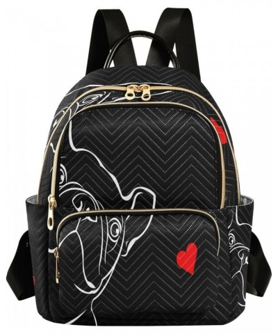 Bulldog Heart Love Black Women Backpack Purse Ladies Fashion Shoulder Bag Daypack Travel Bag 7.5L Medium $13.33 Backpacks