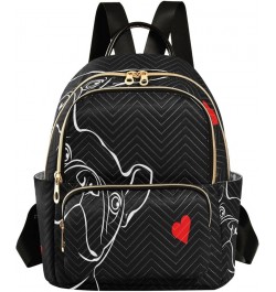 Bulldog Heart Love Black Women Backpack Purse Ladies Fashion Shoulder Bag Daypack Travel Bag 7.5L Medium $13.33 Backpacks