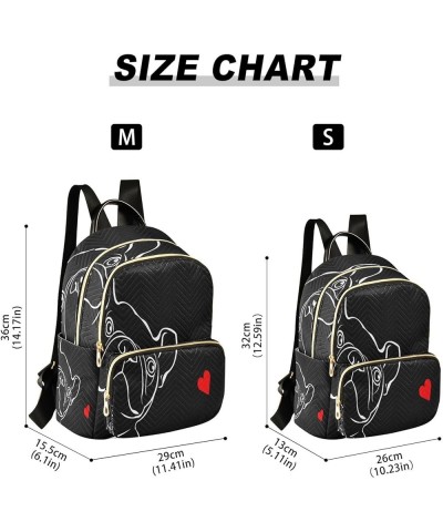 Bulldog Heart Love Black Women Backpack Purse Ladies Fashion Shoulder Bag Daypack Travel Bag 7.5L Medium $13.33 Backpacks