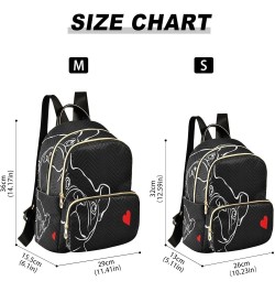 Bulldog Heart Love Black Women Backpack Purse Ladies Fashion Shoulder Bag Daypack Travel Bag 7.5L Medium $13.33 Backpacks