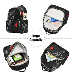 Bulldog Heart Love Black Women Backpack Purse Ladies Fashion Shoulder Bag Daypack Travel Bag 7.5L Medium $13.33 Backpacks