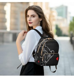 Bulldog Heart Love Black Women Backpack Purse Ladies Fashion Shoulder Bag Daypack Travel Bag 7.5L Medium $13.33 Backpacks