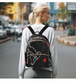 Bulldog Heart Love Black Women Backpack Purse Ladies Fashion Shoulder Bag Daypack Travel Bag 7.5L Medium $13.33 Backpacks