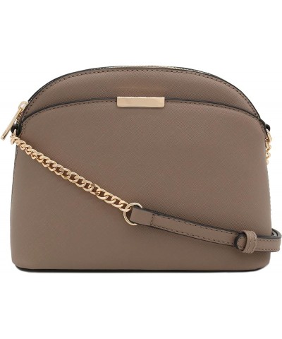 Saffiano Small Dome Crossbody bag with Chain Strap Taupe $10.75 Crossbody Bags