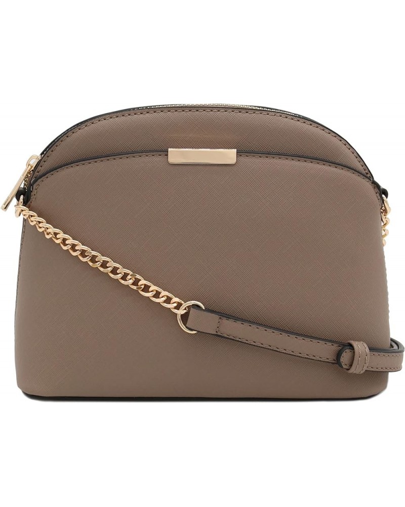 Saffiano Small Dome Crossbody bag with Chain Strap Taupe $10.75 Crossbody Bags