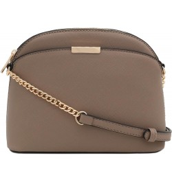 Saffiano Small Dome Crossbody bag with Chain Strap Taupe $10.75 Crossbody Bags